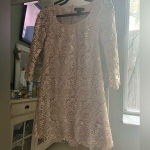 Tan Shimmer long sleeve mini dress